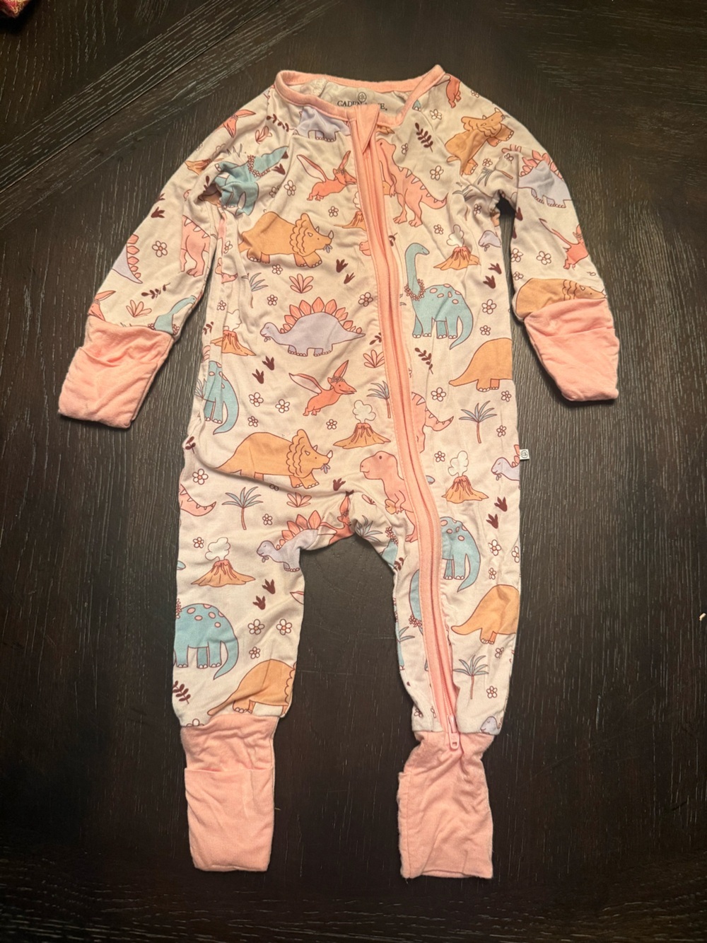 Caden Lane dolly dinosaur pajama one piece bamboo viscose size 0-3 months